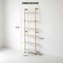 Industrial Gold Bookshelf-6 Tier Wall Mounted Ladder Bookshelf, Rustic Gold Storage Book Shelves Display Bookcases for Living Room/Home/Office
