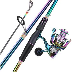 Sougayilang Spinning Fishing Reel Rod Combo, Two Pieces Colorful Poratble Light Weight Fishing Rod with Powerful Fishing Gear for Freshwater Saltwater (1.8/5'10'') Sougayilang Spinning Fishing Reel Rod Combo, Two Pieces Colorful Poratble Light Weight Fishing Rod with Powerful Fishing Gear for Freshwater Saltwater (1.8/5'10'')