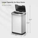 EKO Mirage-T 50 Liter / 13.2 Gallon Touchless Rectangular Motion Sensor Trash Can, Brushed Stainless Steel Finish