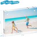 5x7 Acrylic Picture Frame Set of 3, 20mm Thick, Double-Sided Transparent Magnetic Frameless Photo Frame, Desktop Freestanding Display for Office or Home Decor