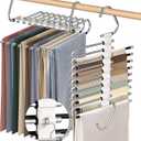 9 Layers Pants Hangers Space Saving, 2 Pack Multifunctional Pant Rack Stainless Steel Closet Organizer for Pants Jeans Leggings Trousers, Antiquewhite