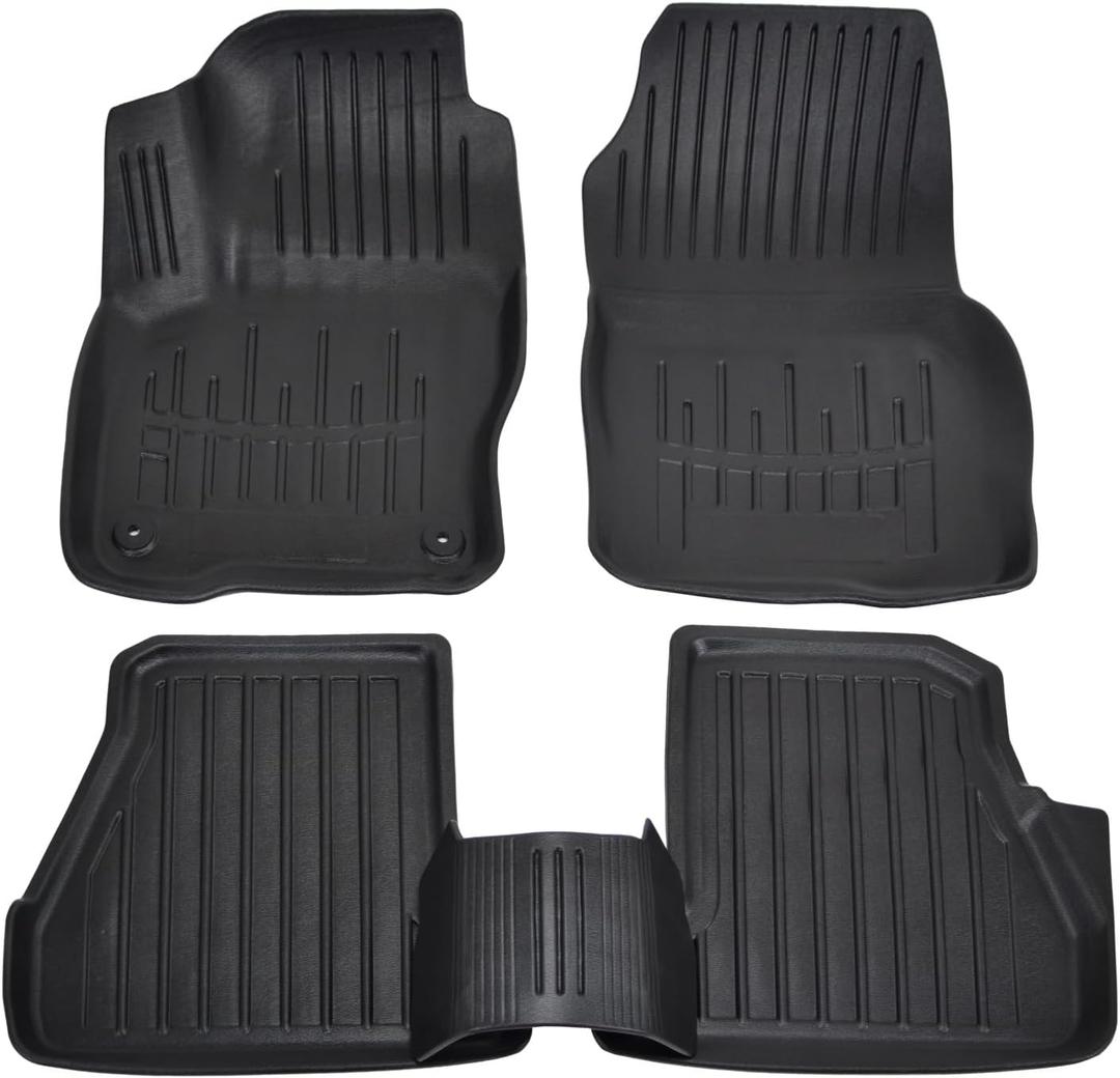 3D Floor Mats for 2012-2018 Ford Focus 3 Heavy Dut, Custom Fit, All Weather Liner Front & 2nd Row Full Set Rubber, Black