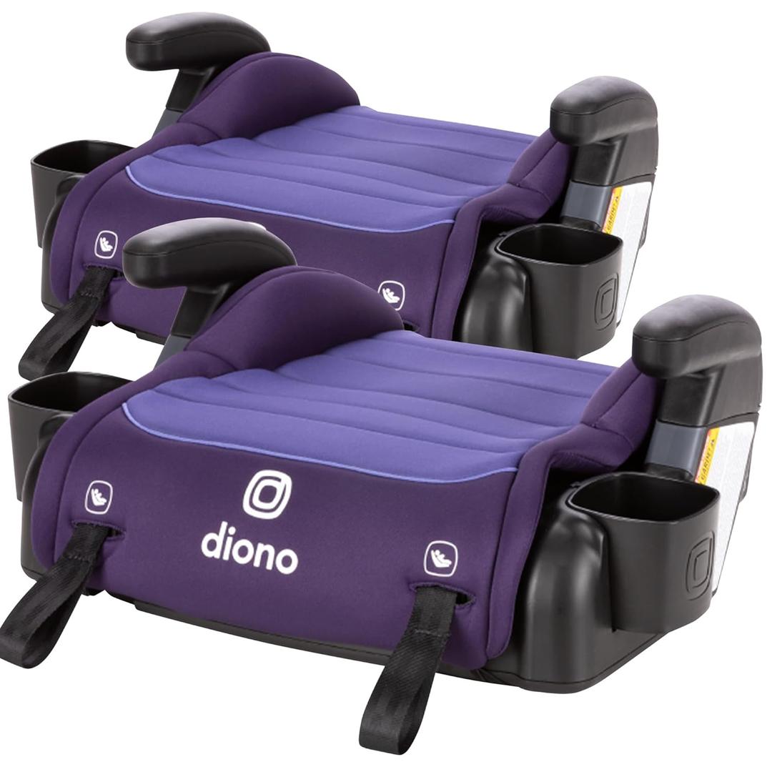 Diono Connect3 RXT Backless Booster, Pack of 2, Slim Fit 3-Across in Many Mid-Sized Sedans and SUVs, for Children from 40-120 lbs., Lightweight with Latch connectors, Purple Wildberry