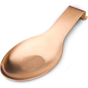 VanlonPro Stainless Steel Spoon Rest, Spatula Ladle Holder, Stainless Steel Utensil Spoon Rest Holder, Brushed Finish, Dishwasher Safe 9.8 x 3.7 Inch (Rose Gold 1PC)