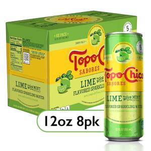 Topo Chico Sabores Lime with Mint Extract 12oz 8pk, Best By: 09/29/25