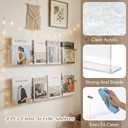 4 Pack Clear Acrylic Magazine Holder Brochure Holder Wall Mount Hanging Bookshelf Literature Storage Rack for Document Brochure File Display Shelf for Waiting Living Room Office (24 Inch)