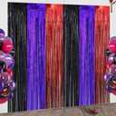 Red Black Purple Foil Fringe Curtains Birthday Decorations, 2 Pack 3.2x6.6ft Video Game Tinsel Backdrop Gamer Photo Booth Props Gaming Birthday Party Decorations Supplies Favors