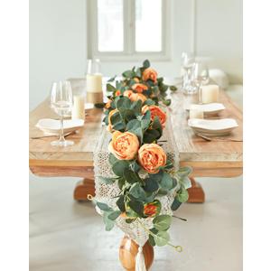 MISSPIN 2pcs Artificial Flowers Garland Spring Eucalyptus Garland Vintage Fake Flower Peony Rose Vine Greenery Decorative Wall Hanging Plant for Wedding Arch Door Arrangement Party Decor