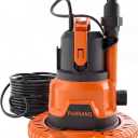 Pool Cover Pump, 1HP Submersible Water Pump with Detachable Base, Dual Outlets, Sump Pump For Pool, Hot Tubs, Pond, Orange