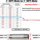 11 x Beduan Stainless Steel Pipe Fitting, 1" NPT x 1" NPT Male Threaded, 12" Length Nipple Cast Pipe