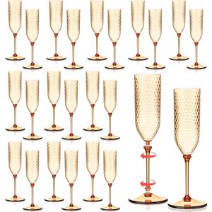 Remerry 48 Pack Detachable Plastic Champagne Flutes 5.5 oz Champagne Glasses Wedding Toasting Crystal Glasses Reusable Unbreakable Party Wine Cups for Wedding New Years Eve Party Supplies