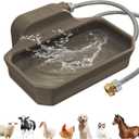 135OZ Automatic Water Dispenser for Large Dogs Patented Outdoor Dog Water Bowl Dispenser Automatic Dog Feeder Fit 3/4'' GHT Faucet Dog Waterer Include Water Hose Extra-Large Drinking Area Brown