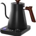 Gooseneck Electric Kettle, Electric Kettles, 1 Temperature Control, Ultra-Quiet 304 Stainless Steel, for Coffee, Tea & Milk, Auto Boil Detection, 8 Safety Protections & Memory Function(Black0.9L)