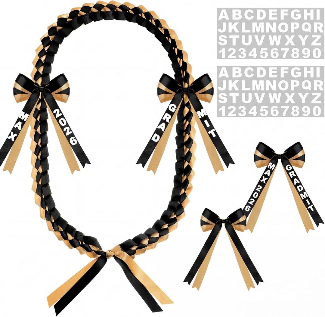 Suncalla 2026 Graduation Leis Graduation Ribbon Lei with Letter Stickers Class of 2026 Double Braided Necklace Gift for Grad Party Accessories