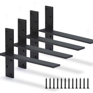 Floating Shelf Bracket 3/8" Thick Heavy Duty Shelf Brackets 4 Pack Free Hanging Countertop Support Bracket 18" Lx2.5 W Floating Wall Brackets for Cabinets, Granite, Dishwasher, Bench Seats Vanities (18 Inch)