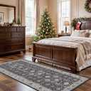 Washable 3x7 Entryway Runner Rug: Farmhouse Wide Kitchen Rug Soft Water Resistant Floor Mat for Bathroom Bedroom Nursery Non-Slip Indoor Carpet for Living Room Dining Room Hallway(3x7,Black)