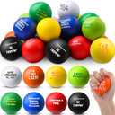 Blulu 24 Pcs Funny Stress Balls Bulk 2.48 Inch Stress Relief Balls Assortment with Funny Quotes Colorful Relief Anxiety Squeeze Gag Gifts for Coworker Office