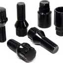 Set of 4 Veritek 14x1.5mm Black Wheel Bolt Locks for Aftermarket Custom Wheels Only Conical Seat 28mm Shank w/ 2 Keys VPE-41820BKN2