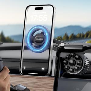 ORNARTO for Tesla Model 3/Y/Cybertruck Phone Mount Magnetic, [Overload Protection+Anti-Slip Suction, No Screen Discoloration or Residue] 360 Rotatable Car Accessories for Tesla Phone Holder-Black