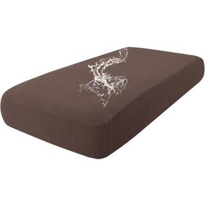 hyha Waterproof Couch Cushion Covers for Pets, Non Slip Sofa Seat Cover for Dogs Washable, Soft Thick Stretch Jacquard Fabric, Sofa Slipcovers with Elastic Bottom (1 Piece for Medium, Brown)