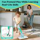 Kids Spray Mop Toy Toddler Cleaning Set with Real Water Sprayer, Microfiber Mop Pads & Scraper Pretend Play Montessori Cleaning Toys Gift for Preschool Toddlers Kids Boys and Girls