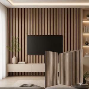 5 Pack Large Wood SlatWall Acoustic Panels for Wall 47.2 x 23.6 x 0.4 Inch Soundproof Sound Absorbing Decor Panels Wood Veneer Panels for Living Room Bedroom Home Studio Office Decor (Walnut, 5 Pack)