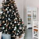 Emopeak 12Pcs Christmas Balls Ornaments for Xmas Christmas Tree - 4 Style Shatterproof Christmas Tree Decorations Hanging Ball for Holiday Wedding Party Decoration (Silver, 3.2"/8CM)