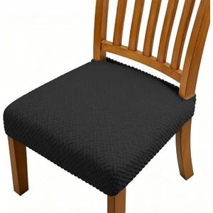 Dioxide Chair Covers for Dining Room Chairs,Chair Seat Covers Fit Stretch Jacquard Removable Slipcover Protector for Hotel Ceremony Banquet Wedding Party (Rear-Gapped,Black Stripe,4-piece)