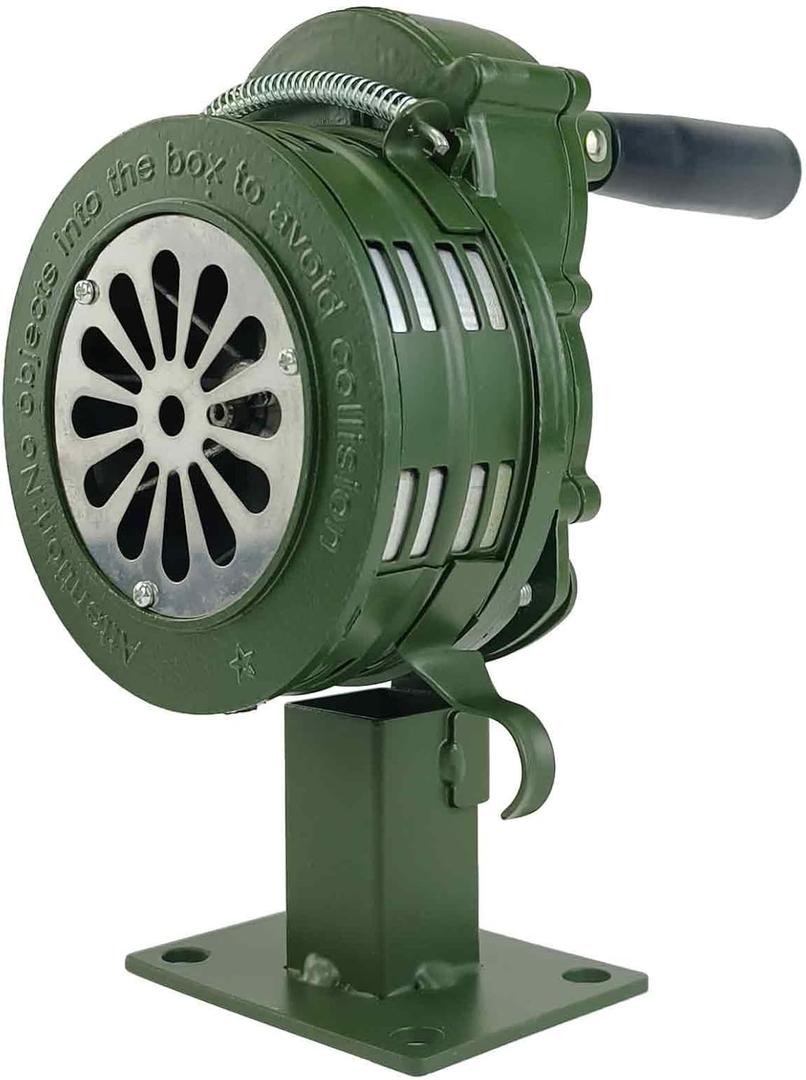 Base Mount Hand Crank Alarm Hand Crank Air Raid Siren  110dB Loud Manual Emergency Alarm, Base/Table Mount Outdoor Warning Siren for Survival & Safety