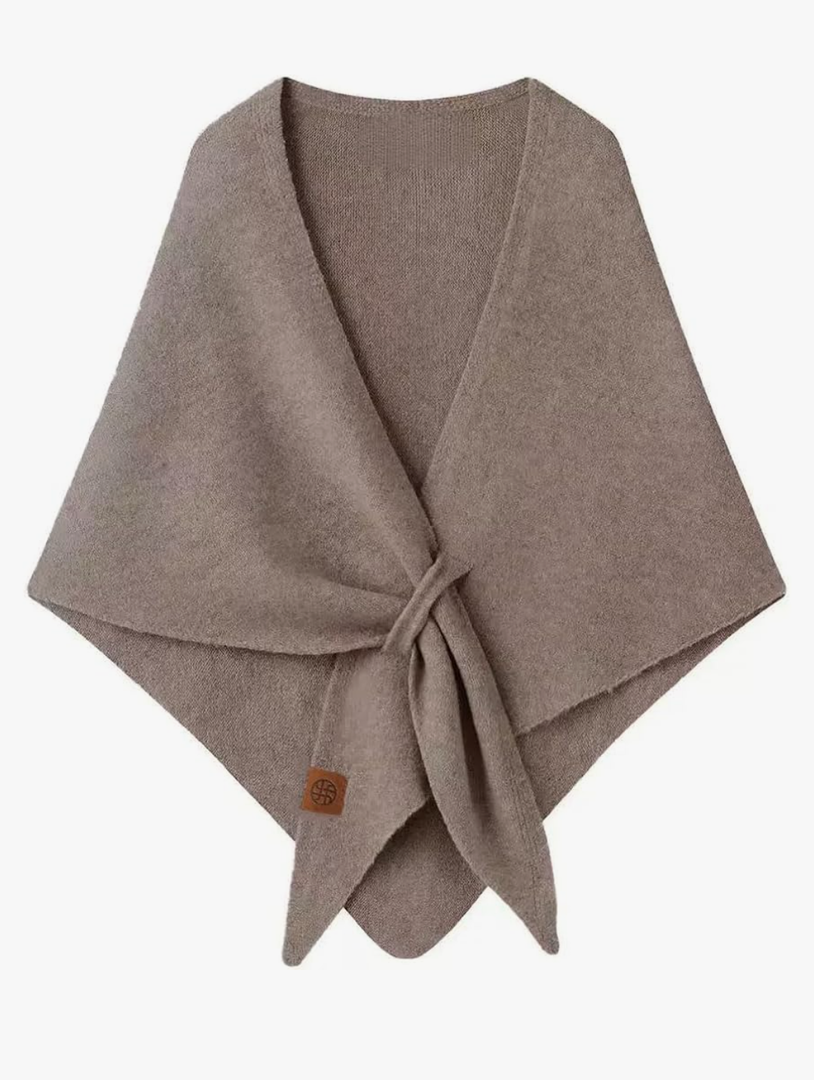 Women's Winter Chunky Wool Blend Knit Triangle Shawl Oversized Lazy Style Warm Scarf Elegant Cross-Over Wrap