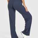 OQQ Yoga Pants Women High Waist Stretch Casual Soft Straight Leg Bottoms (Blue, XL)