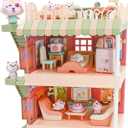 Doll House for 3Y+ Accessories and Furniture Vibrant Playhouse for Kids 4-8 Dollhouse Furniture Set 29pcs Pretend Play Furniture Toys for Boys Girls Toddlers
