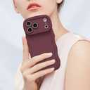 oakxco Girly Silicone Case for iPhone 17 Pro Max Generation, Wavy Curly Phone Case for Women Aesthetic, Y2k Cute Wave Frame Ripple Design, Soft Rubber Matte Plain Case, Burgundy Wine