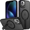 for iPhone 14 Case with Kickstand, Compatible with MagSafe, [Invisible Stand] Anti-Slip Shockproof Military-Grade Protection, Magnetic Slim Translucent Phone Case for iPhone 14 (Black)