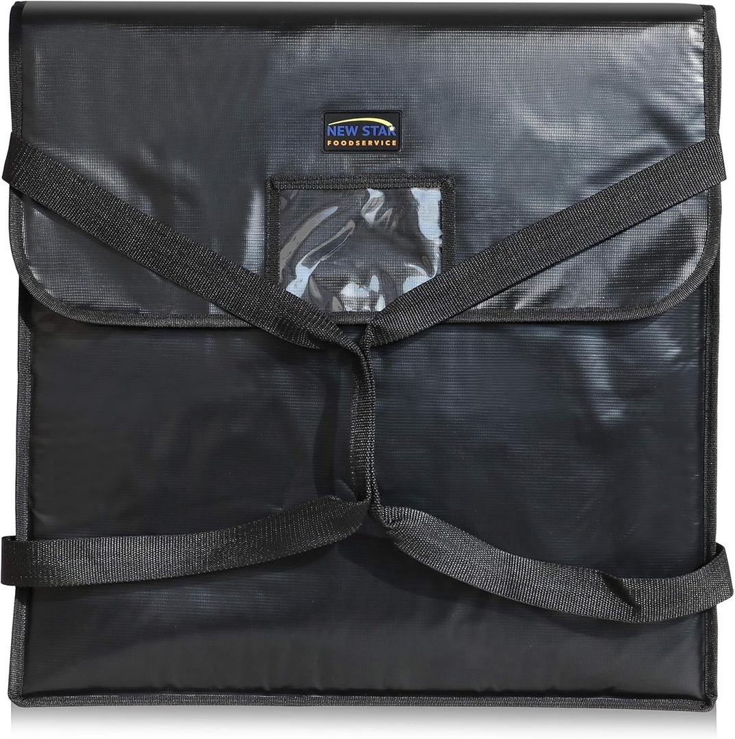 New Star Foodservice Insulated Pizza Delivery Bag, 22 x 22 x 5 Inch, Black