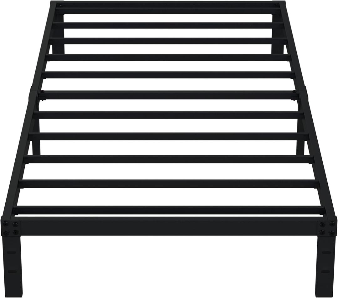 EMODA 10 Inch Twin Bed Frames No Box Spring Needed, Heavy Duty Metal Twin Platform Bed Frame, Noise Free, Easy Assembly, Black