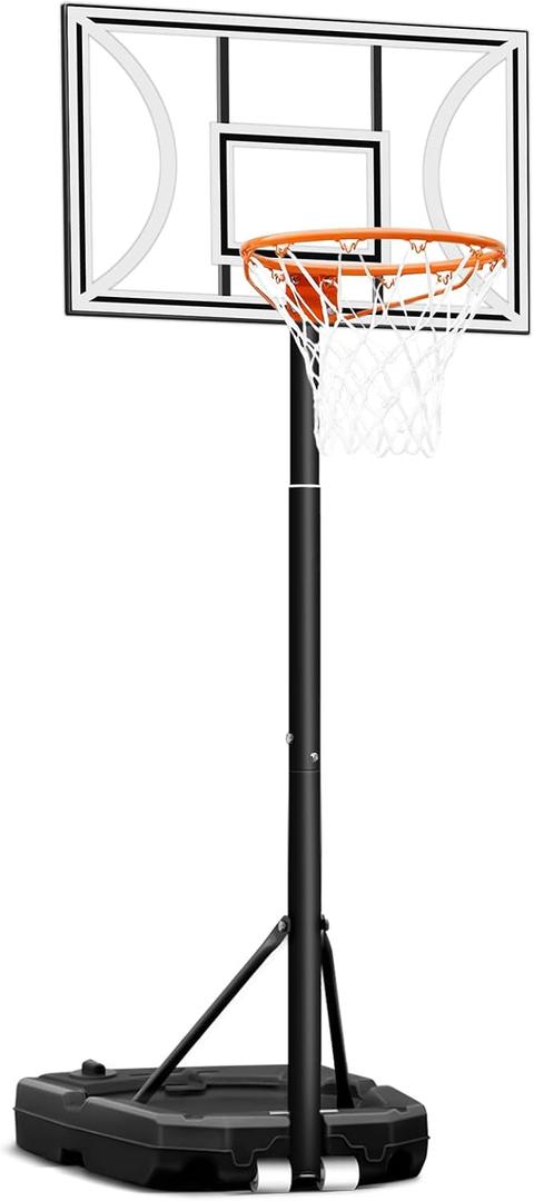 Seray Kids Basketball Hoop Outdoor, 3 FT- 9 FT Adjustable Pool Basketball Goal, 32 in Backboard Indoor Portable Basketball Hoop for Youth/Teenagers/Adults in Backyard/Driveway (White)
