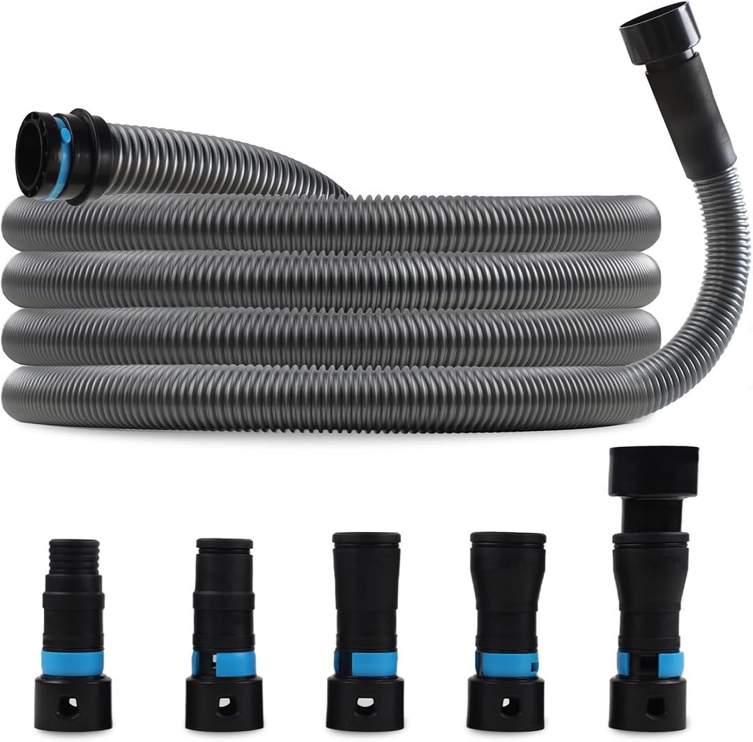 Upgraded 1 1/4 Inch x 17 Ft. Dust Collection Hose for Home and Workshop Vacuums with 5 Fittings/Adapters for Multiple Brands of Power Tools and Sanders
