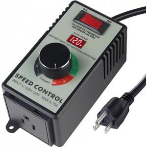 AC Motor Speed Controller for Brushed Motors - 120V 15A Variable Speed Control with LED Voltage Display & Overload Protection, Fan Speed Controller for Duct Fan, Exhaust Fan, Router, Drill