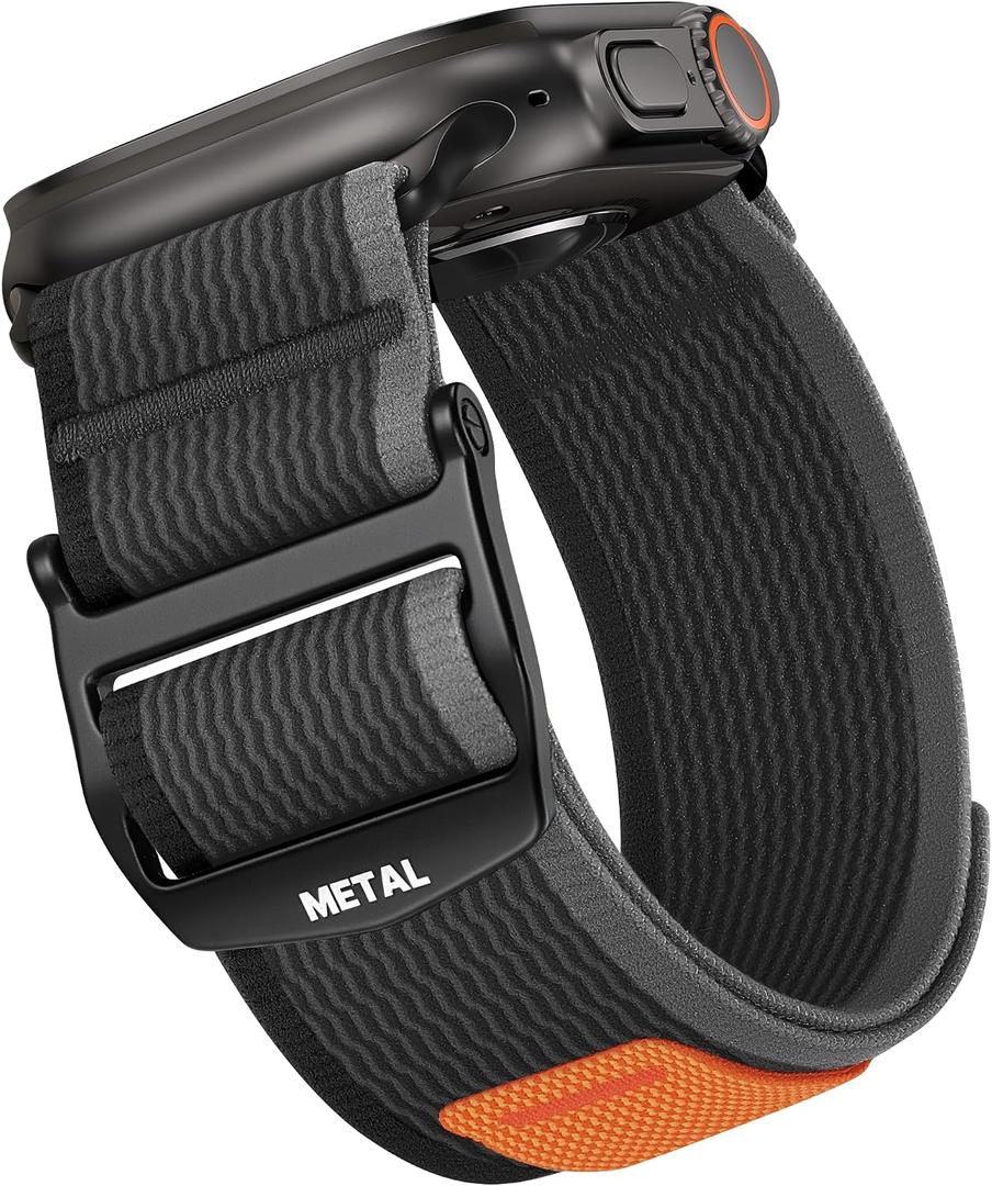 Haveda Trail Nylon Band Compatible with Apple Watch Ultra/Ultra 2/3 49mm 44mm 46mm 45mm 42mm Men, Soft Woven Sport Straps Rugged Wristband for iWatch Bands Series 11 10 9 8 7 6 5 4 3 2 1 SE, BlackGray