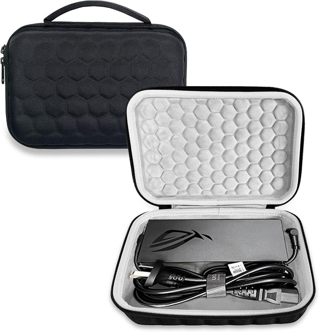 Hard Travel Gaming Laptop Charger Case Fit for ASUS ROG 150W/180W/200W/240W/280W/330W AC Adapter Cord Computer Accessories Case, ASUS Laptop Charger Carrying Travel Bag(Not Included Charger)