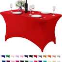 Hezuzo Spandex Table Cover for Table Universal Fitted Stretch Tablecloth for Party, Banquet, Wedding and Events-Red (48" x 30" (Rectangular))