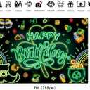 St. Patrick's Day Happy Birthday Backdrop Neon St. Patrick's Day Birthday Photography Background Ceremony Party Holiday Decoration (7x5ft)