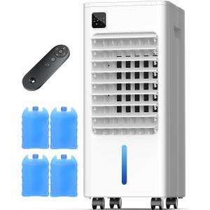 Smart Portable Air Conditioners, 3-IN-1 Evaporative Air Cooler, Quiet Operation, 1-12H Timer for Auto Shut-off, 5 Modes & 3 Fan Speeds, Removable Water Tank, 120Oscillating Fan Pearl White