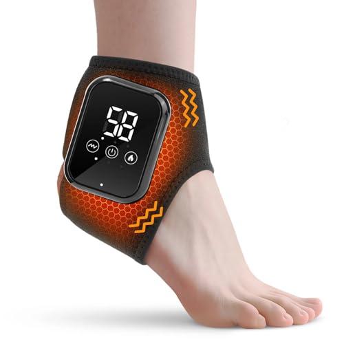 GVMSOR Cordless Ankle Massager with Heat, Ankle Heating Pad for Pain Relief &Circulation, Rechargeable Heated Foot Brace Wrap, 3 Vibration and Heating Modes, Auto Shut Off