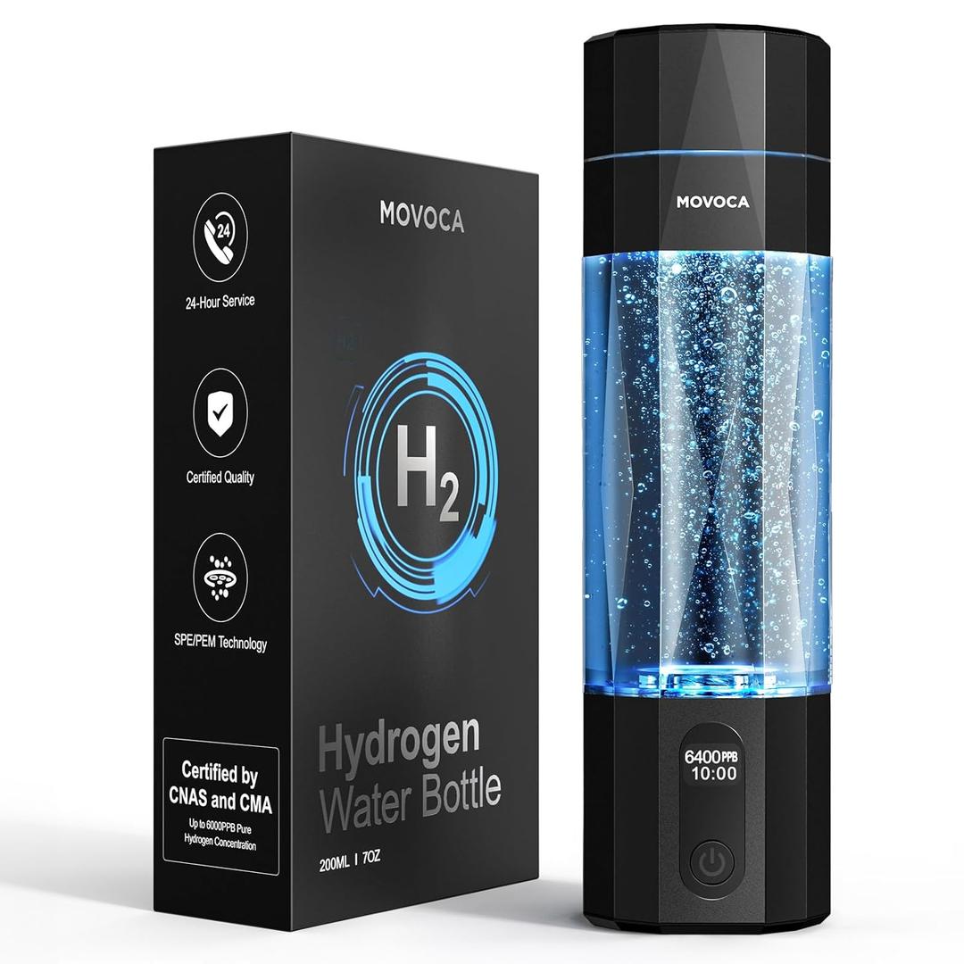 MOVOCA Upgrade Hydrogen Water Bottle, 3Min 2200PPB Rapid Hydrogen Water Generator -SPE PEM Tech, 14OZ Portable Hydro Water Machine, Health Care Gifts for Husband, Wife, Family, Friends, Travel