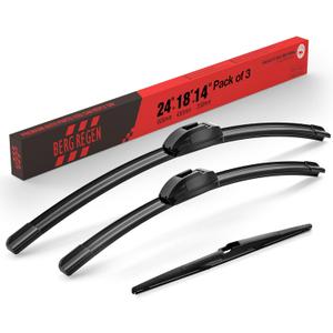 BERG REGEN 24"+18" Windshield Wiper Blades with 14" Rear Automotive Replacement Set for GMC Terrain 2022 2023 2024, Chevy Equinox 2022 2023 2024  Genuine OEM Quality (Set of 3)