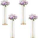 LANLONG Set of 4 Luxurious Crystal Flower Stand Wedding Centerpieces on Floor Tall Metal Flower Arrangement Stand Tabletop Flower Vase for Wedding Party Hotel Home Decor (Gold)