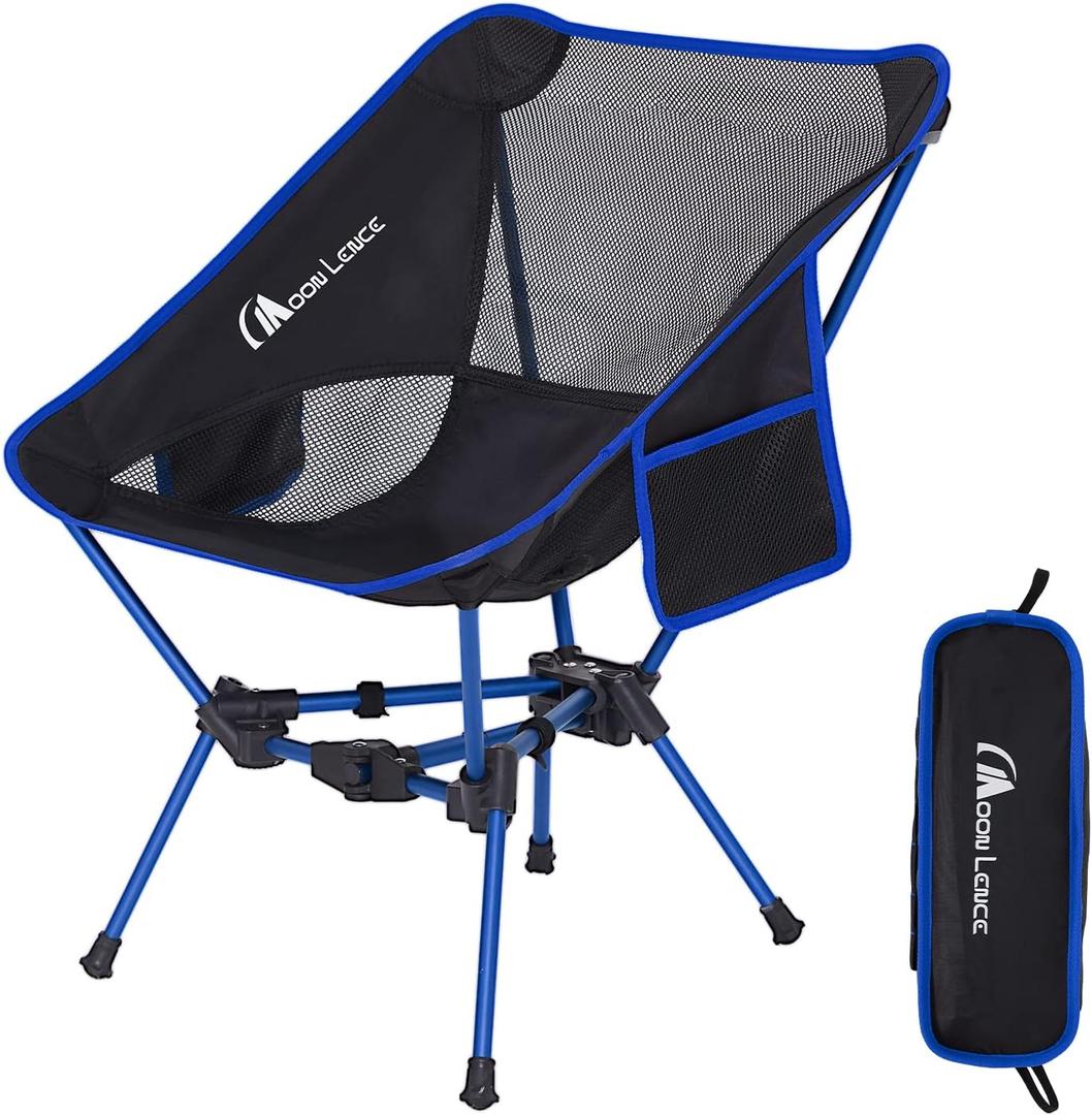 MOON LENCE Portable Camping Chair Backpacking Chair - The 4th Generation Ultralight Folding Chair - Compact, Lightweight Foldable Chairs for Hiking Mountaineering, Beach (Blue)