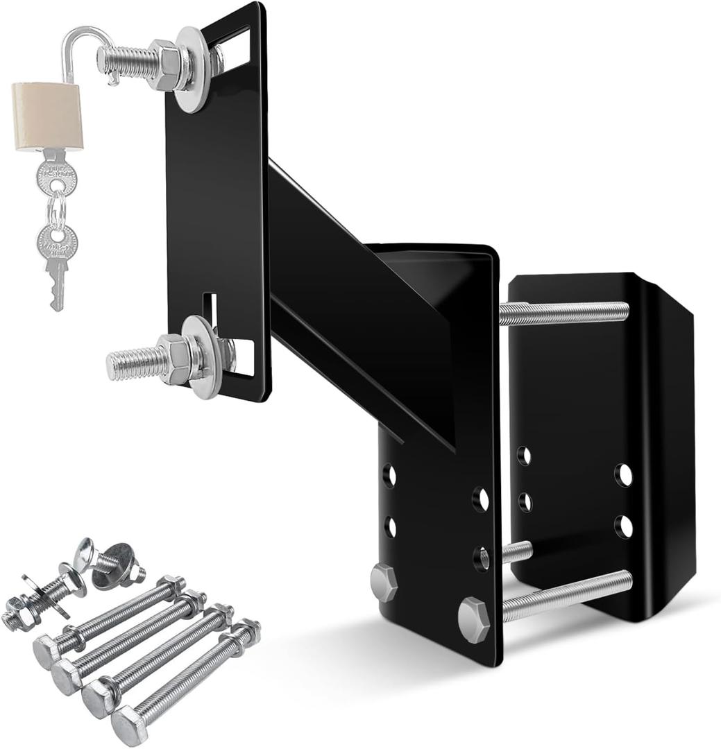Lockable Spare Tire Carrier, Spare Tire Bracket for Utility Trailer, Powder Coat Steel Black Boat Trailer Tire Mount Fits Most Lugs Wheels, Easy to Install